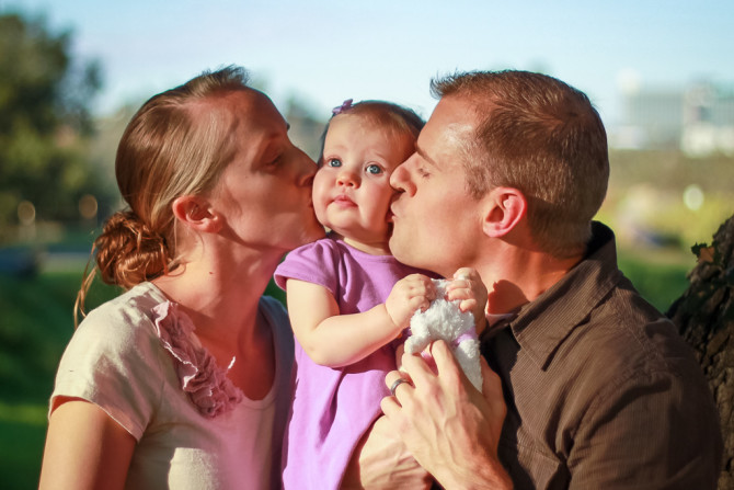 Parents Kissing Baby Picture